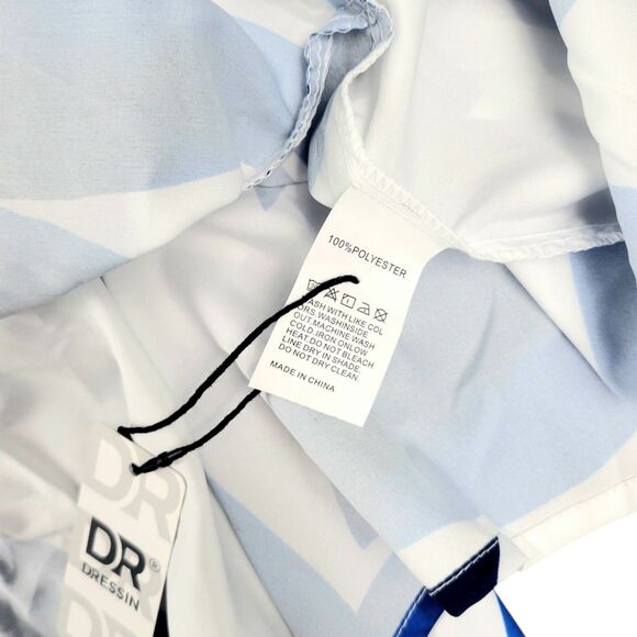 NWT  L Off-Shoulder Blue Floral Wrap Maxi Dress Women's High Waist Summer D… - Picture 12 of 12